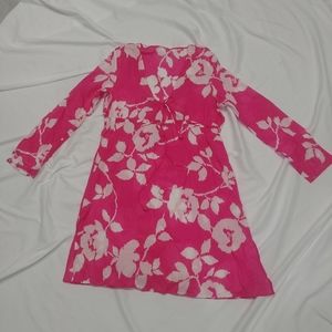 Echo Swim Cover-up M/L Tropical Pink Floral Resort Beach Cruise Travel dress